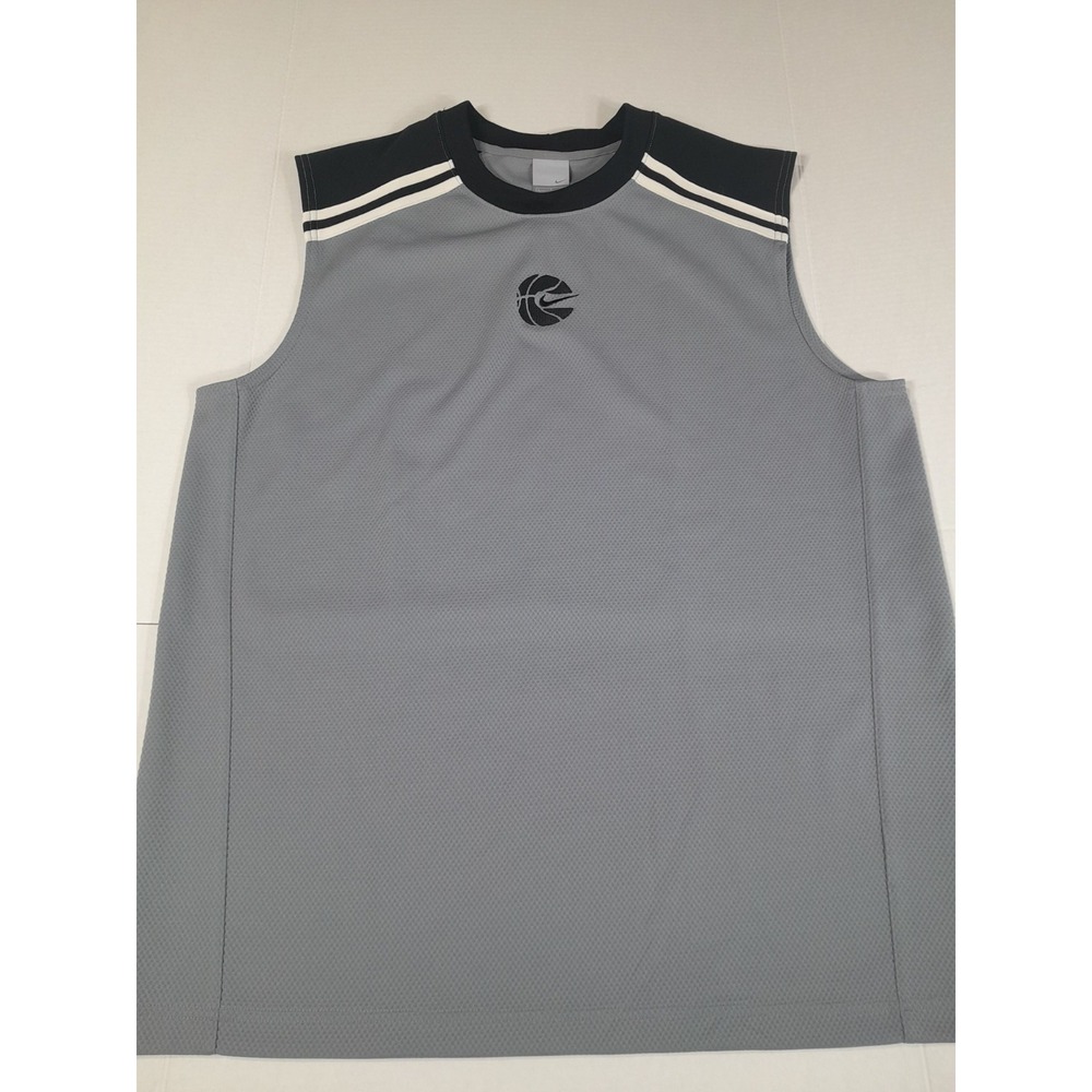 VINTAGE Y2k Nike Basketball Sleeveless Shirt Mens L Gray TAG  Center Swoosh
